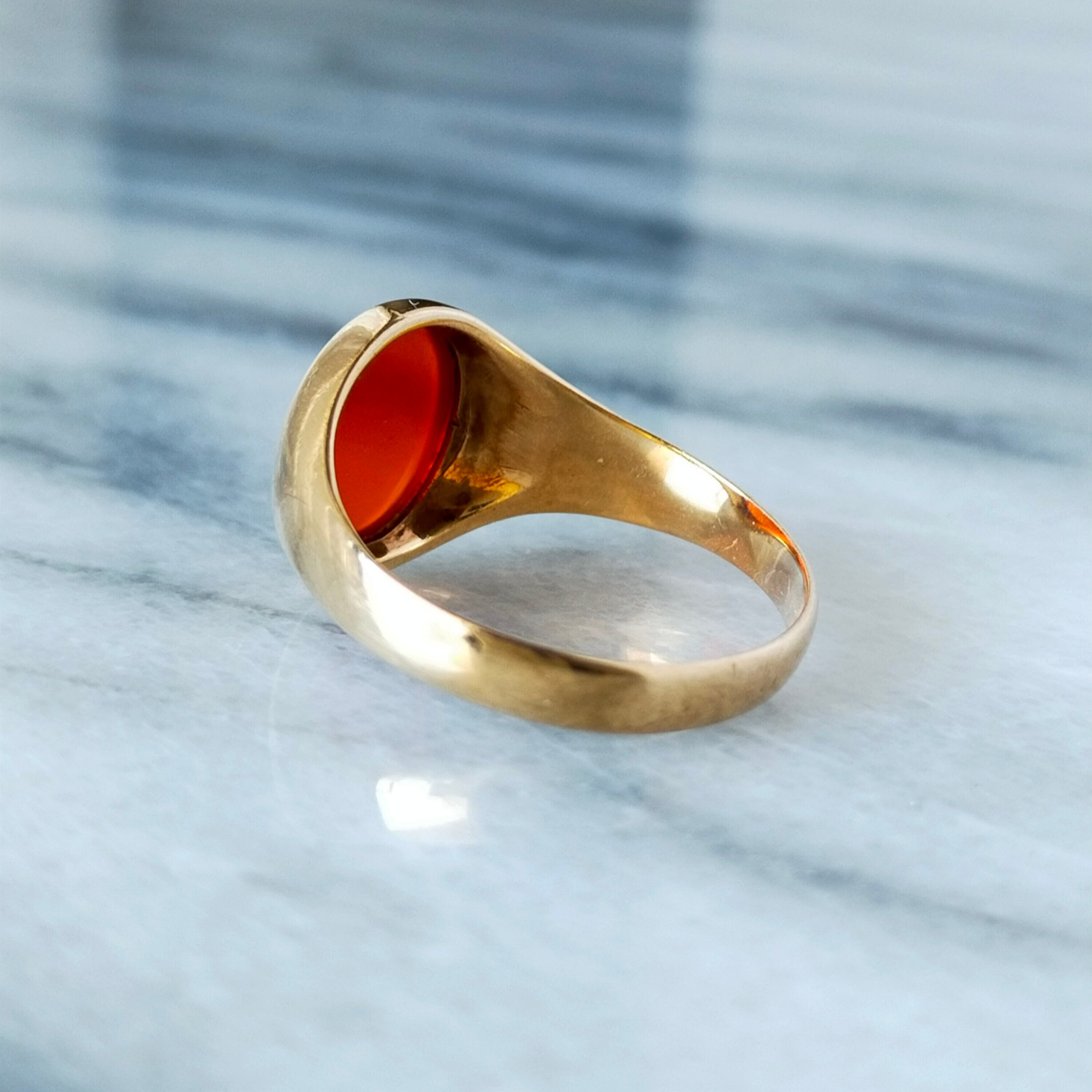 英国 1967年 ヴィンテージ 9kゴールド カーネリアン シグネットリング  