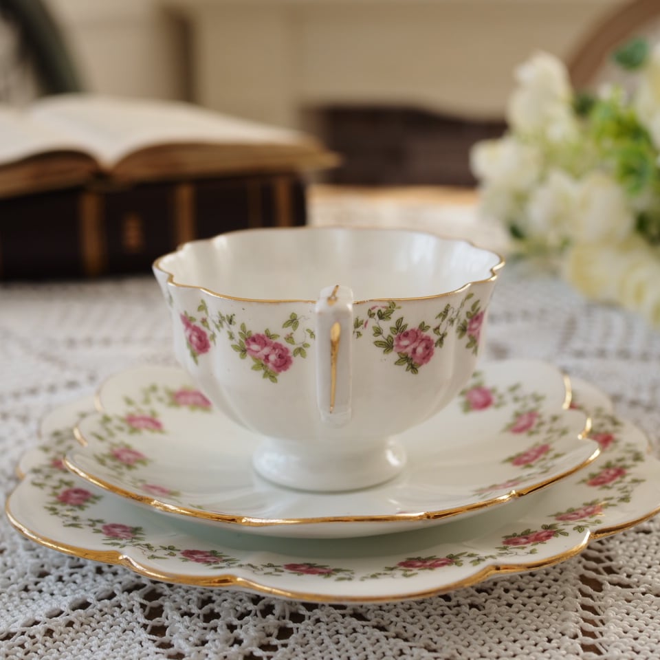 美品アンティーク　英国Shelley ティーセット 英国シェリー ブルーロック デインティシェイプ ティーセット カップ