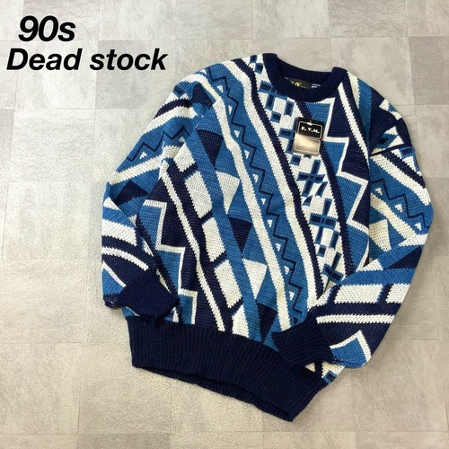 90‘s 新品 デッドストック KYM 総柄 レトロニット セーター