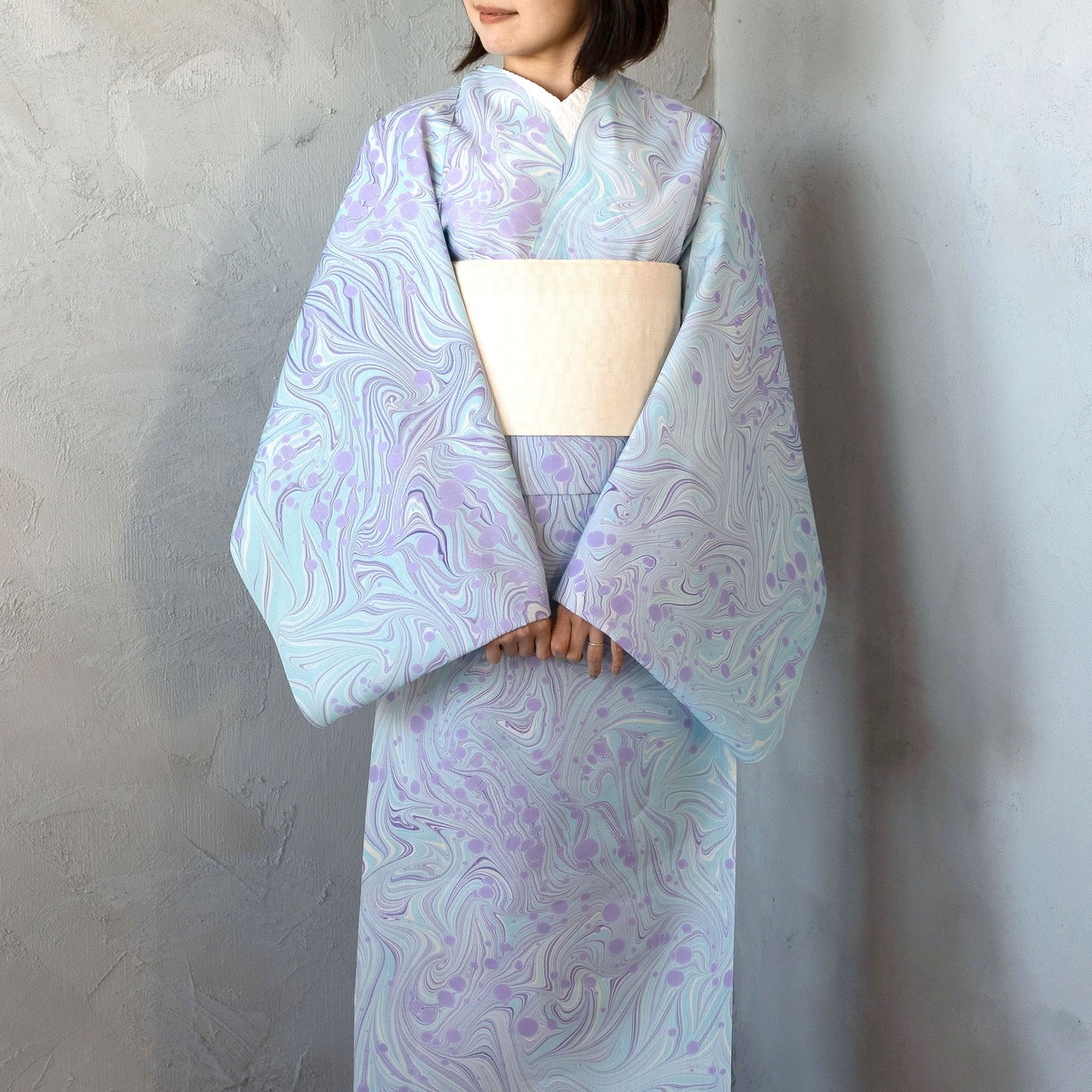 「sasayaki」　〜矢羽根崩し柄×ドット〜セオアルファ〜浴衣・夏着物・単衣