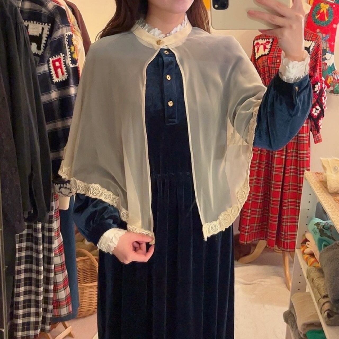 rose lace cream tulle cape