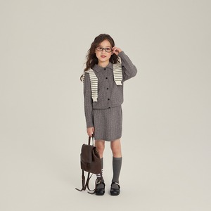 秋韓国風ニットトップス＆スカートセット