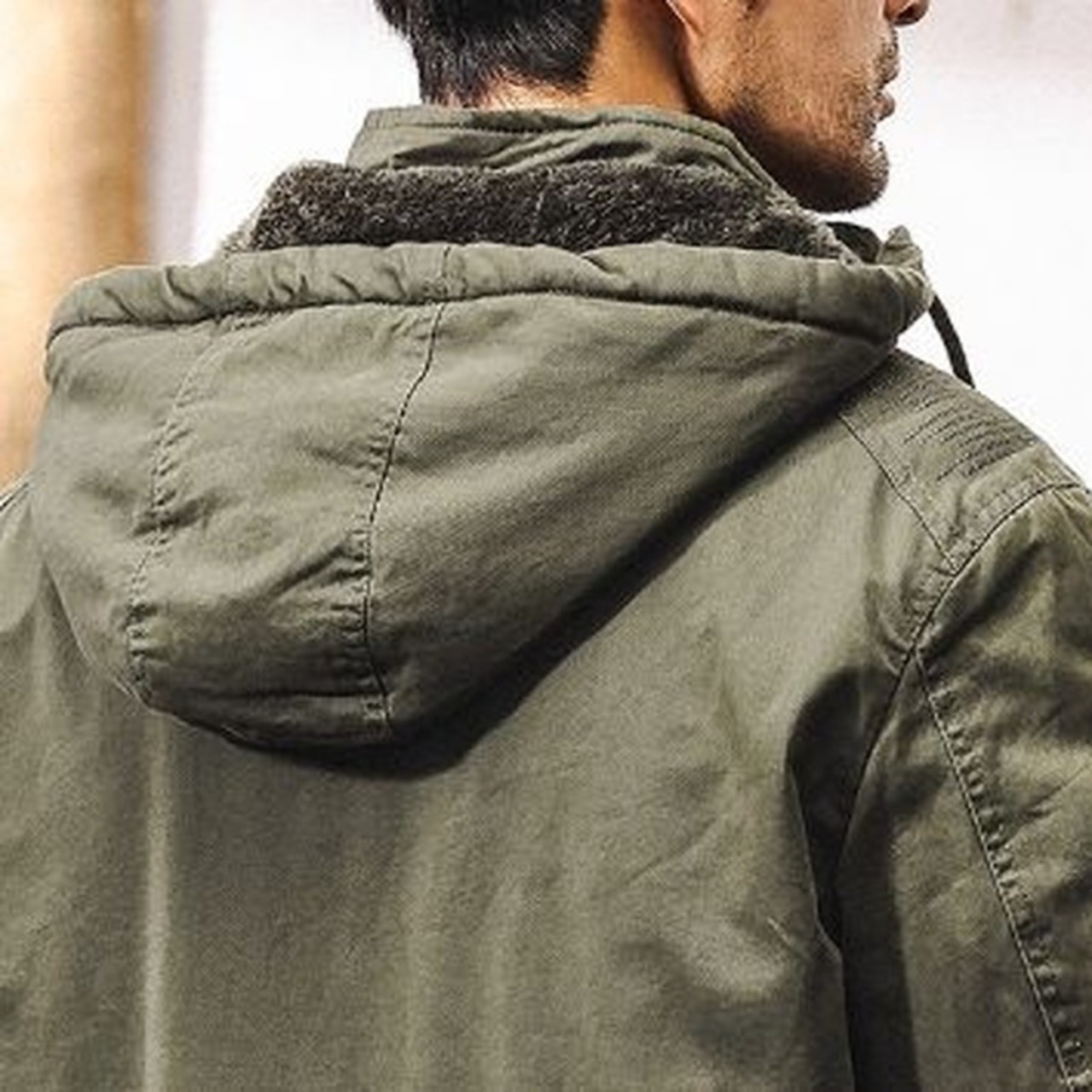 Patch Pocket Button Front Hooded Hip-Length Jacket ◇3color H0929