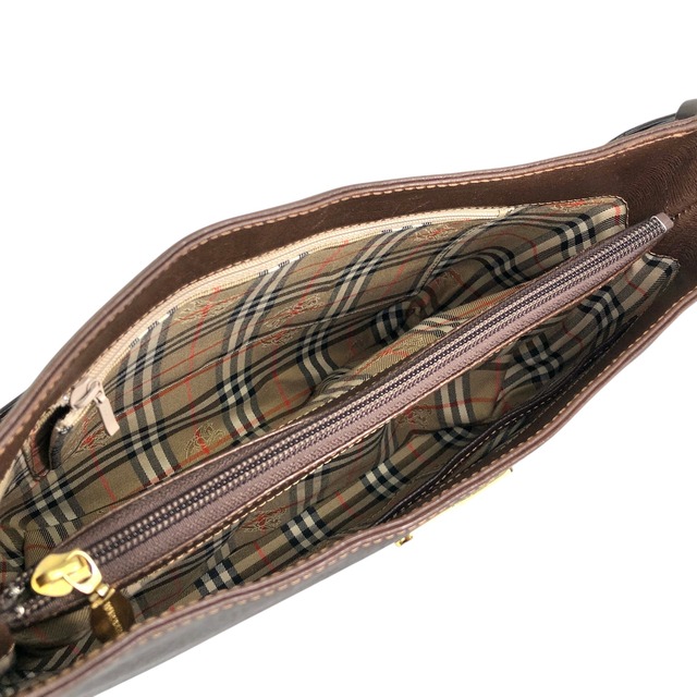 BURBERRY バーバリー ショルダーバッグ ブラウン プレートロゴ レザー ワンショルダー vintage ヴィンテージ オールド 6skns5