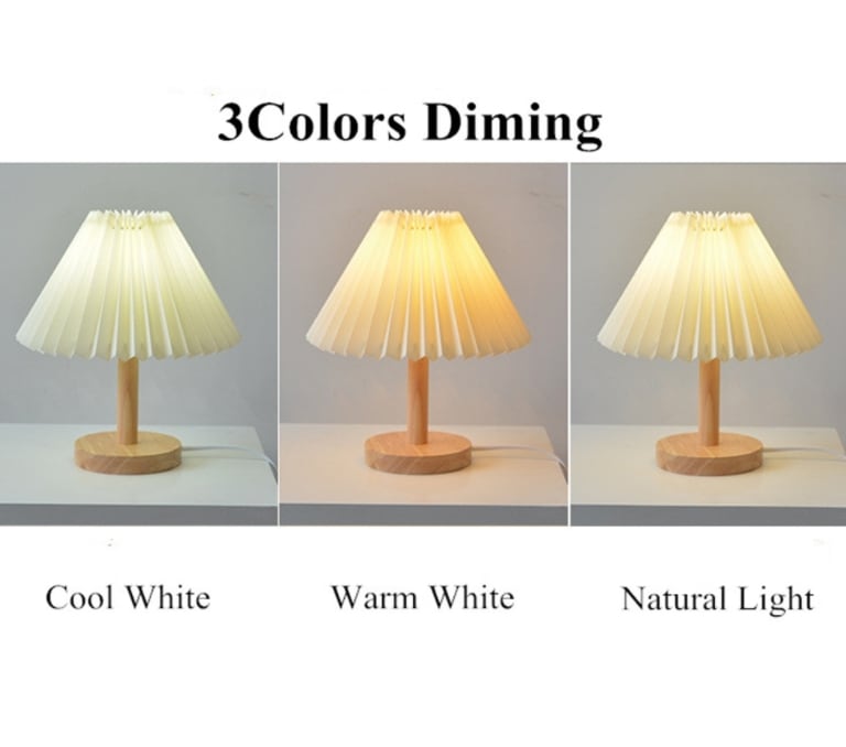 ライト テーブル デスク ライト プリーツ ランプシェード 照明 木製