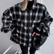 Ombre check asymmetric zip JK/black