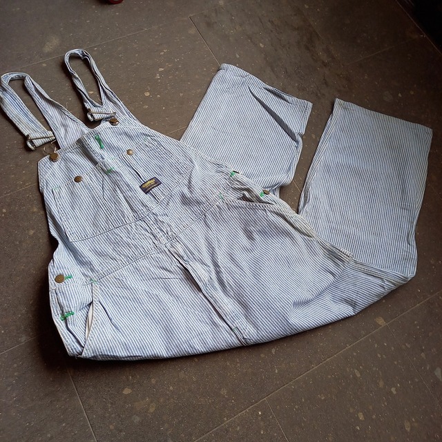 OSH KOSH ヒッコリー オーバーオール リアルワーク used [102128]