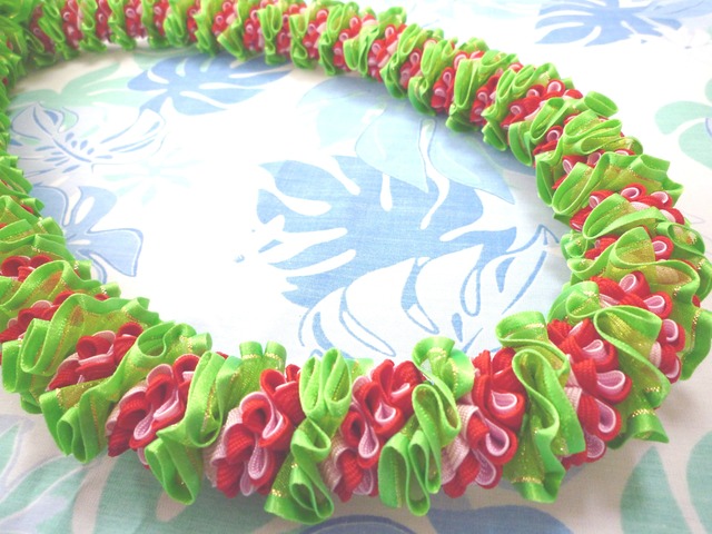 (レシピなし)【リックラックローズ キット】ハワイアンリボンレイ