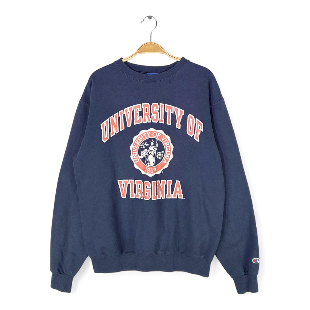 00s チャンピオン ヴァージニア大学 スウェット カレッジ 3段プリント アーチロゴ ネイビー CHAMPION サイズM 古着 @CF0987