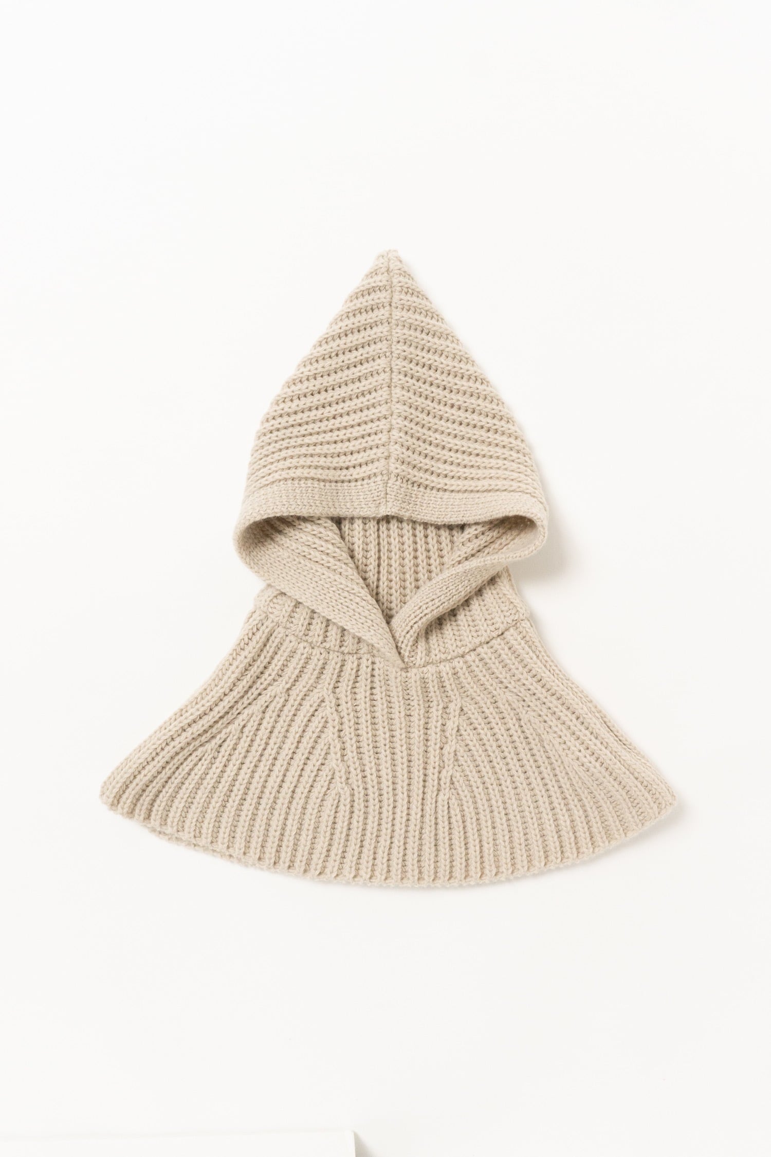 elfinFolk 24AW ビーニー、ポンチョ 24AW】mimi poupons(ミミプポン)ニットフードケープ BEIGE(onesize
