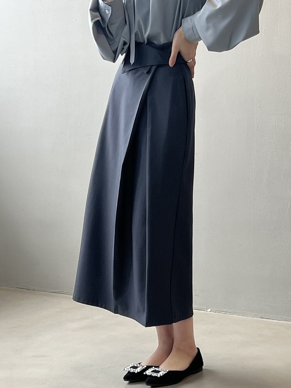 (2color)タックデザインIラインスカート