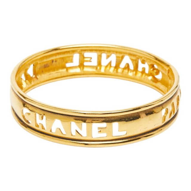 シャネル ロゴ バングル ゴールド メッキ レディース CHANEL 【中古】