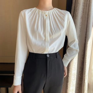 round neck no-collar blouse(2color)　<t1439>