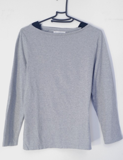 美品◆Maison Margiela 14 メゾンマルジェラ14 メンズ ボートネックデザイン ロングスリーブ コットン カットソー 44 灰◆ヘビロテアイテム