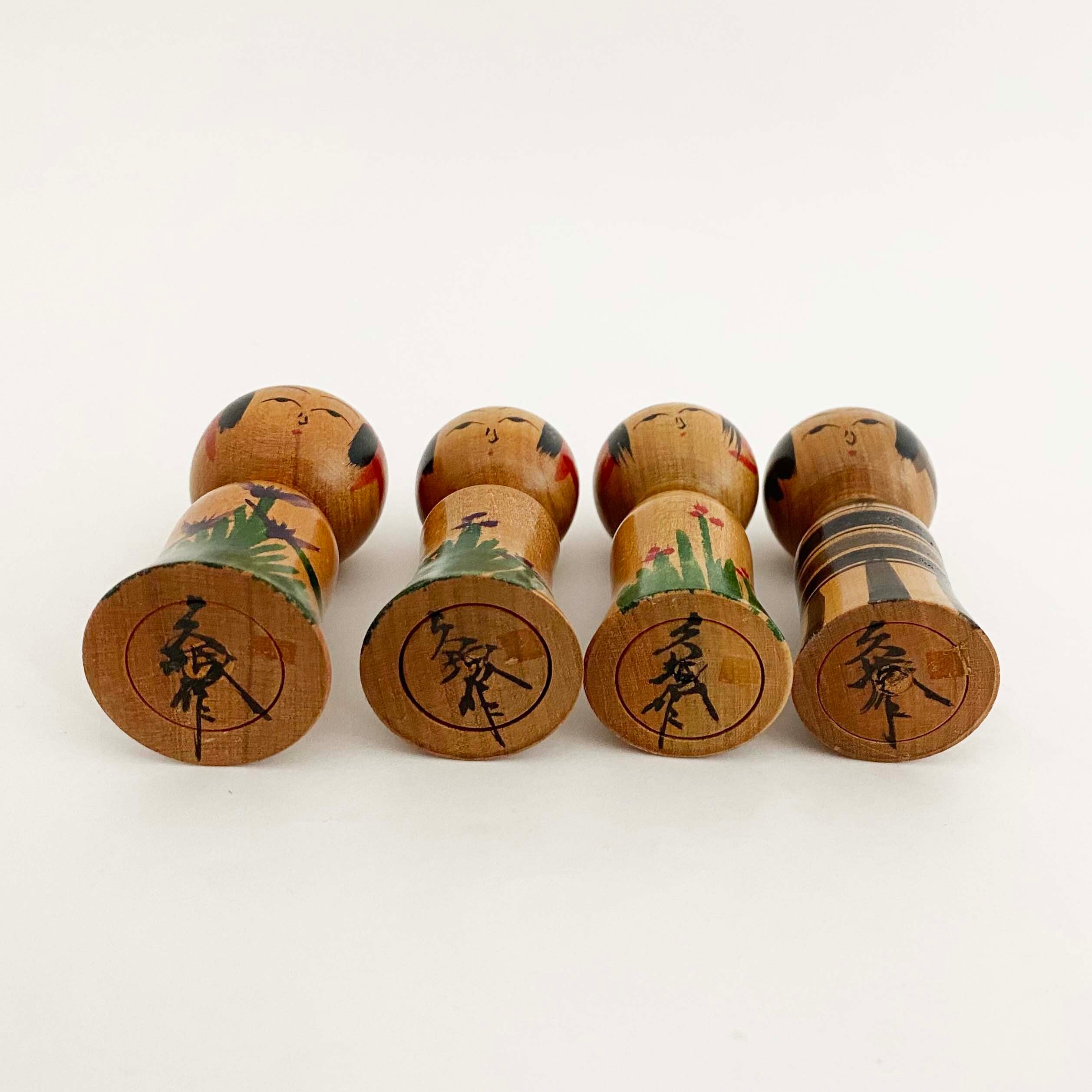 小寸こけし4本セット （弥治郎系 / 新山久城工人）