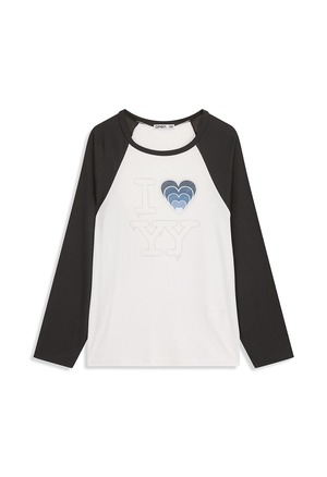 [OPEN YY] I LOVE YY RAGLAN TEE, BLUE 正規品 韓国ブランド 韓国通販 韓国代行 韓国ファッション オープン ワイワイ 日本 店舗
