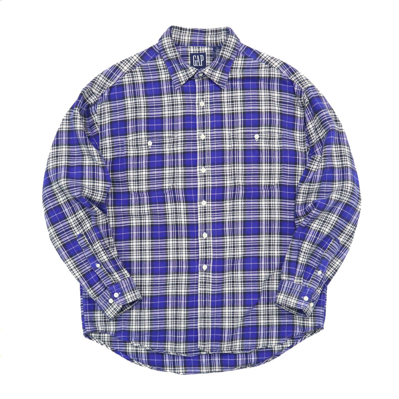90s OLD GAP オールドギャップ ネルシャツ ポルトガル製 チェック 青
