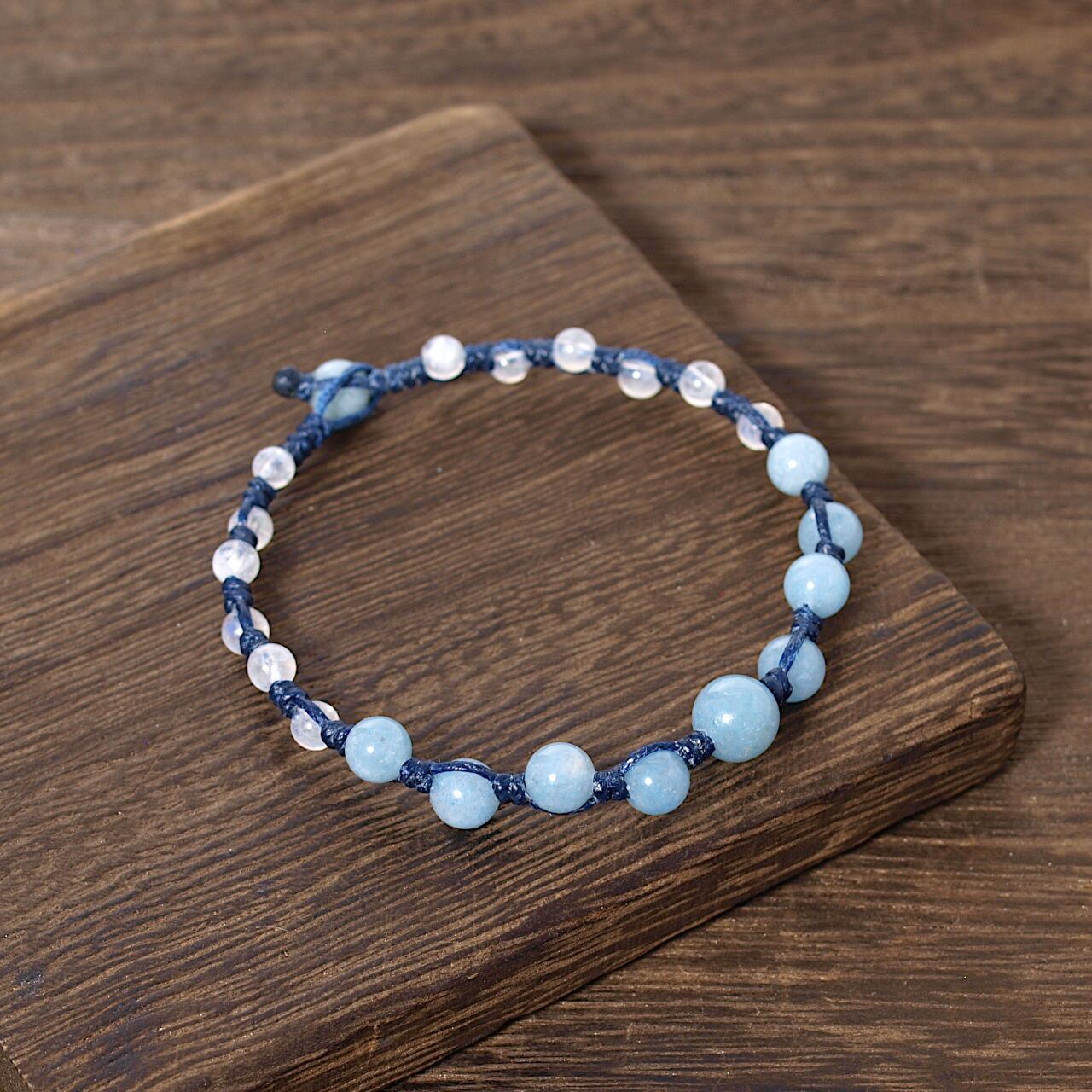 限定】トロレアイト＋レインボームーンストーンつゆマクラメ