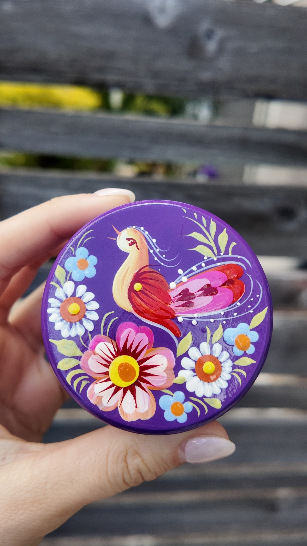 ペトリキウカ塗り　木製小物入れ・ジュエリーボックス（ティモシェンコ作）ウクライナ製 - 12