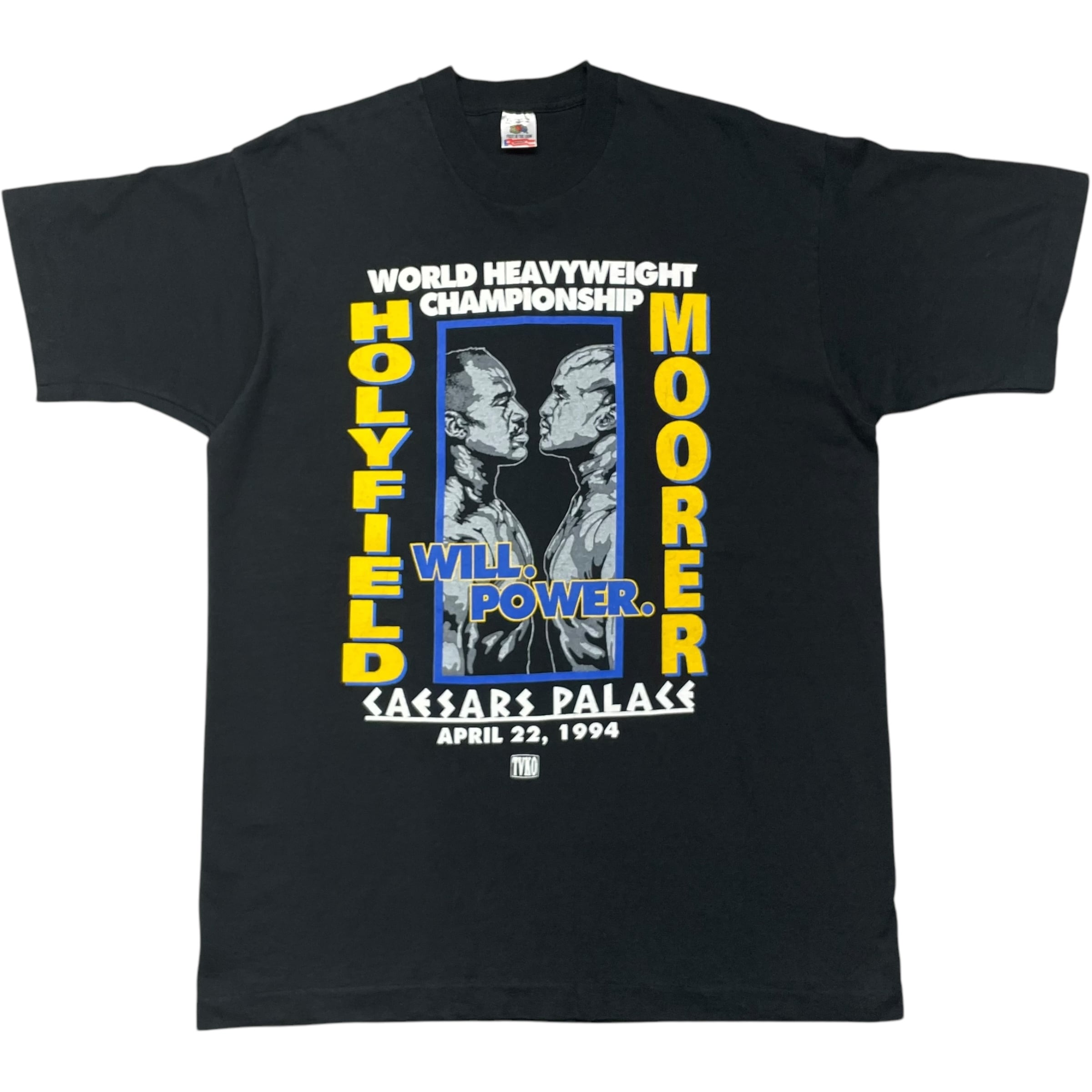 《XL》FRUIT OF THE ROOM フルーツオブザルーム Tシャツ プロレス 世界ヘビー級王座 プリント ブラック シングルステッチ USA製 90年代 vintage no.7106