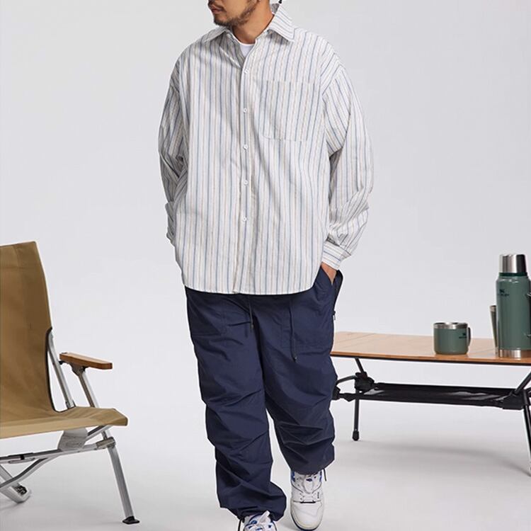 ★CONTRAST STRIPED LONG SLEEVE SHIRT　　　A0814