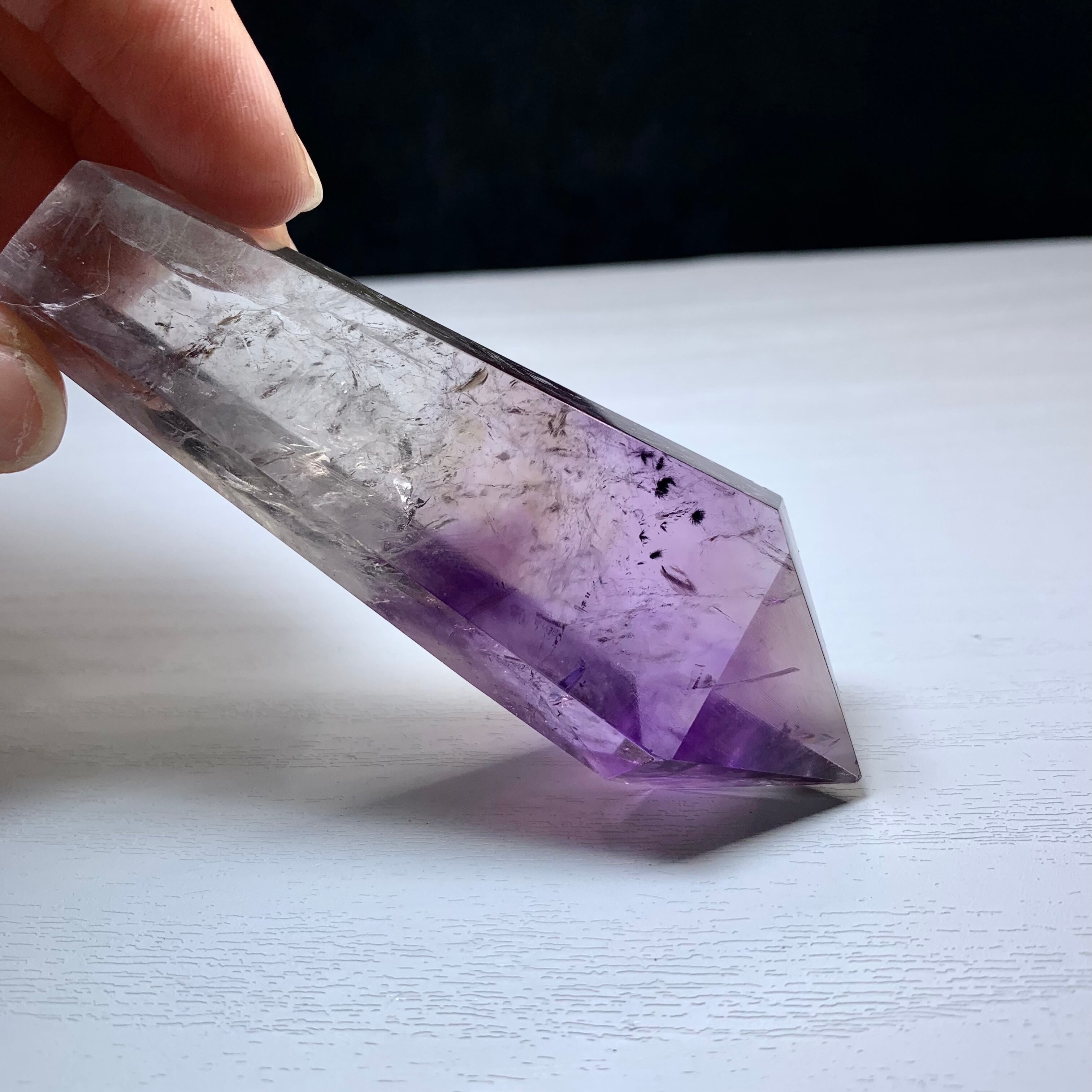 3.超透明！希少☆ロマネシュ鉱入り・色合い美麗☆アメジスト ポイント