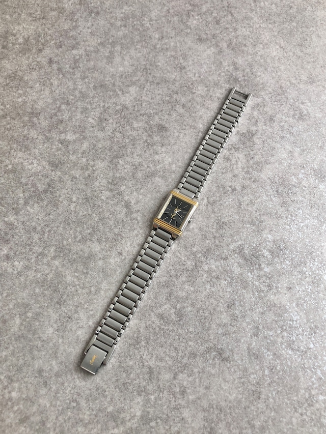 Yves Saint Laurent イヴ・サンローラン レクタンギュラー 腕時計 シルバー×ゴールド スクエア ステンレススチール vintage ヴィンテージ オールド 7umegi