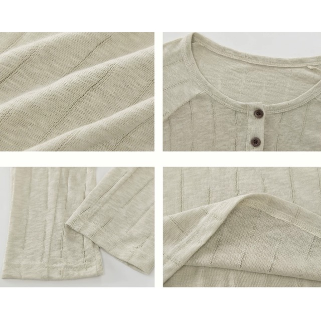 random-line henley veck long tee　ランダムラインヘンリーネックロングティー　J2111