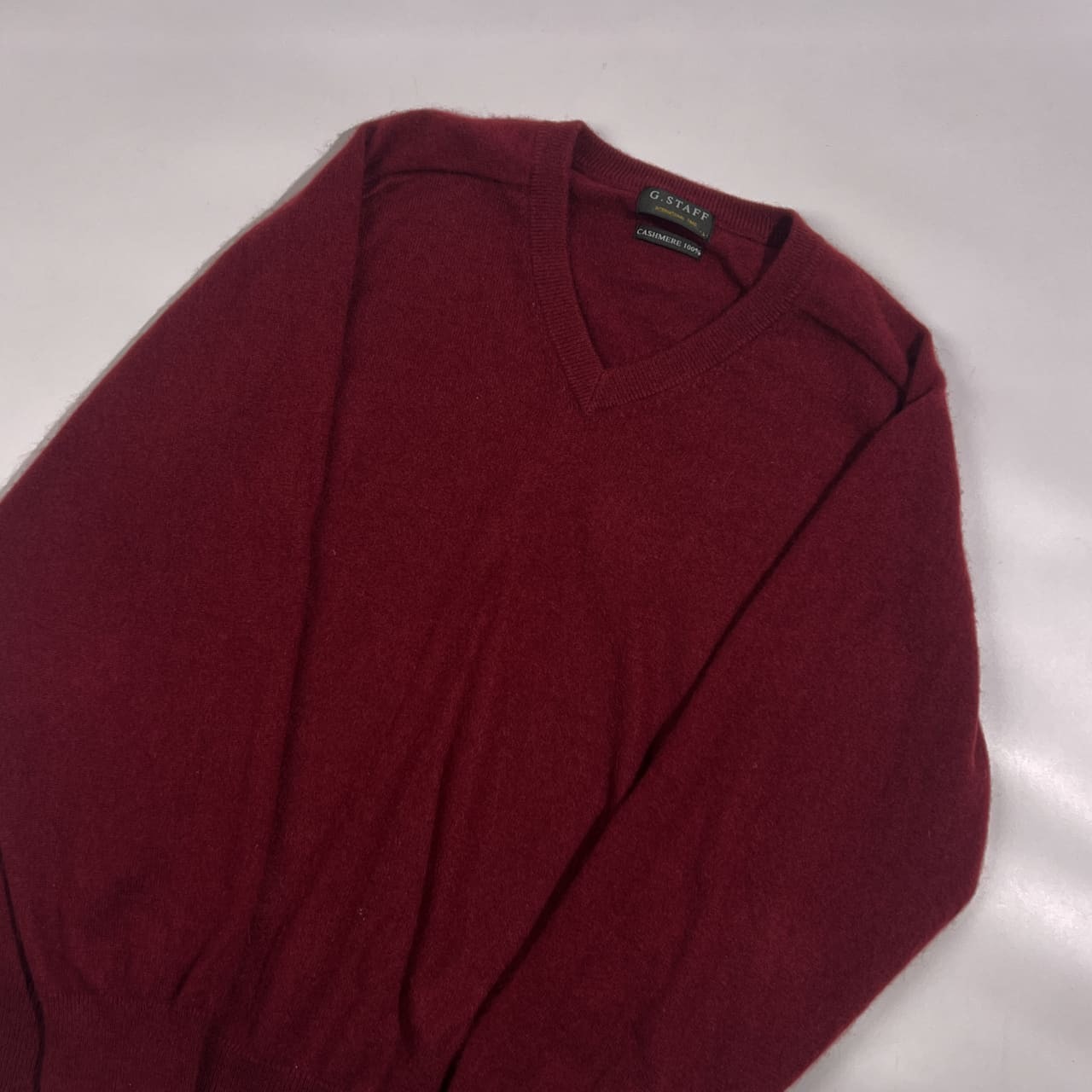 カシミヤ100% G.STAFF ジー・スタッフ Vネック ニット セーター サイズ L /ボルドー系 メンズ