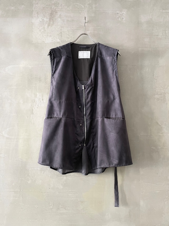 T/f Lv6 tech suede loose fit zip vest - stone