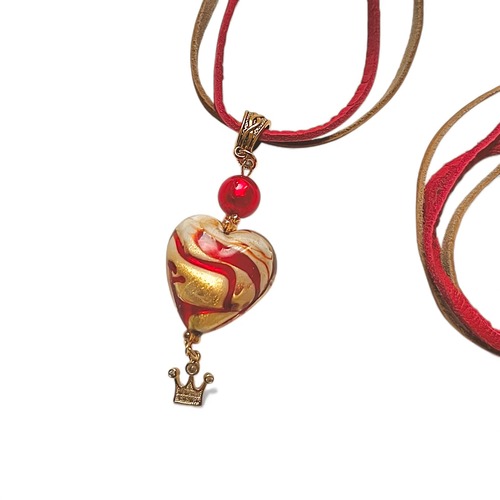 レッド&ゴールドビッグハートネックレス