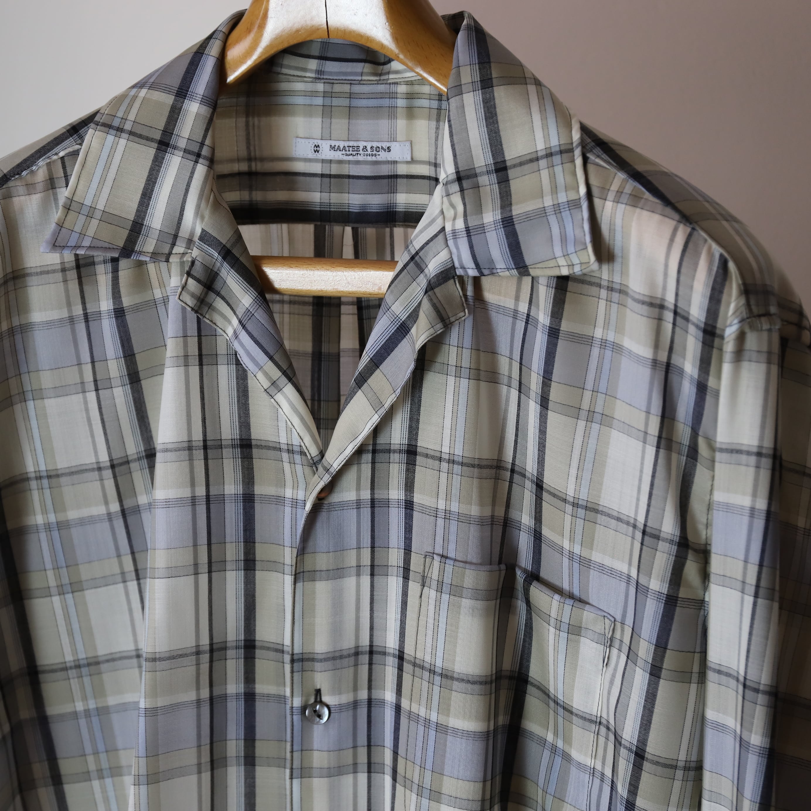 MAATEE&SONS / OPEN COLLAR フリンジ HWOOL CHECK | TIBETAN MARKET