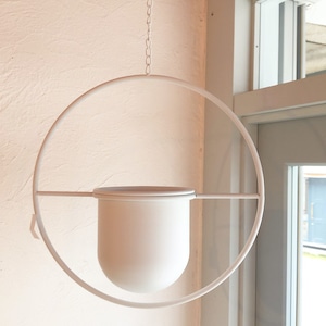 Powder coated steel "Fanny circle hanging" whiteサークルハンギングプランター 植木鉢カバー