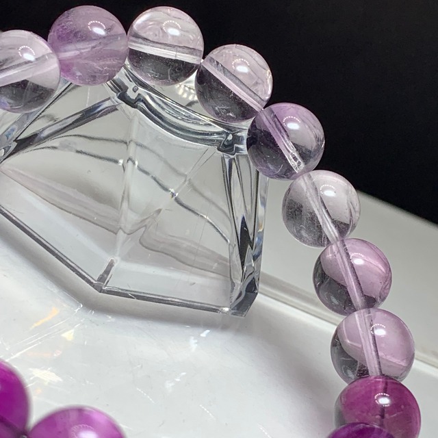 透明度有り♪パープルグラデーションフローライトブレスレット
