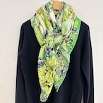 manipuri:11 ウール/シルク ストール (フルーツ) ヘリンボーン織 120cm × 120cm