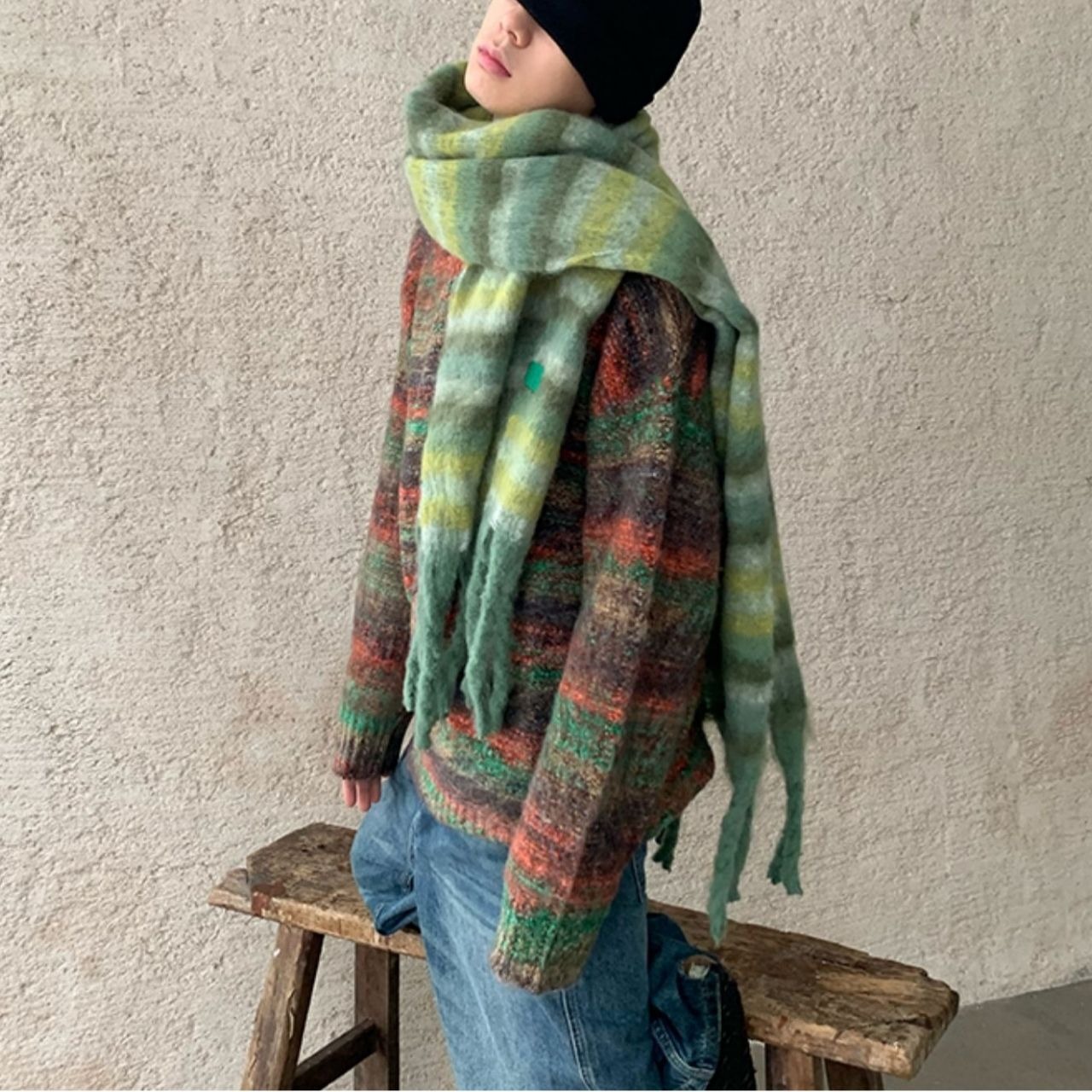 マルチカラーボーダーマフラー　1072