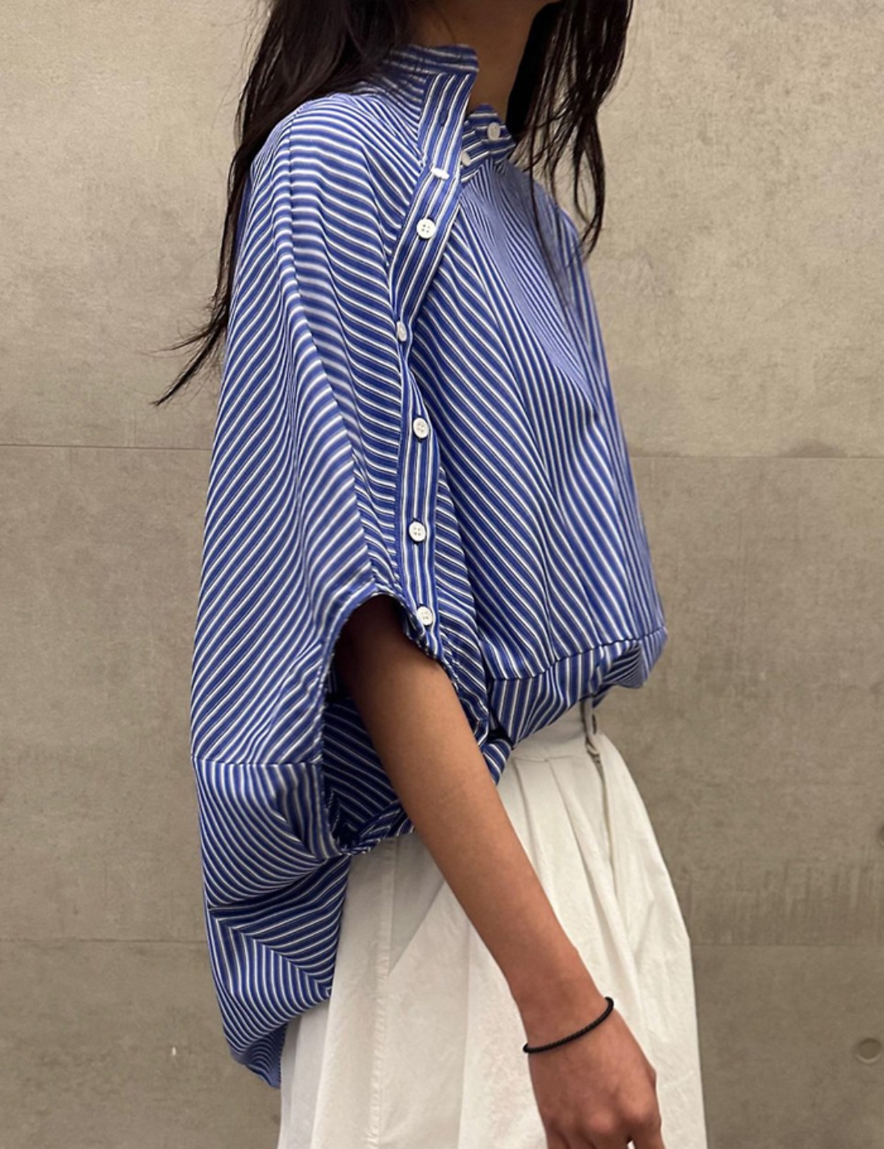 【新作5%OFF・3日間】Slash-line Button Stripe Shirts_2colors