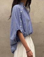 【新作5%OFF・3日間】Slash-line Button Stripe Shirts_2colors