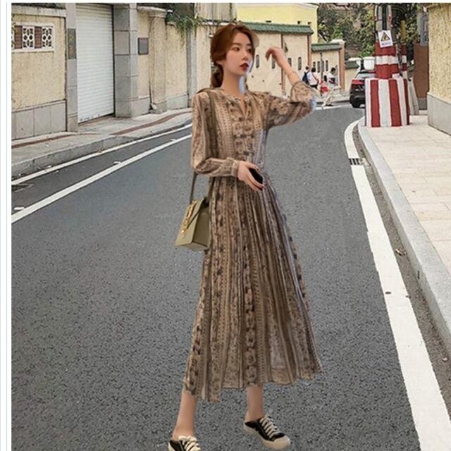 ロングワンピース 花柄ワンピース いそがしく ロングワンピース 花柄ワンピース いそがしく