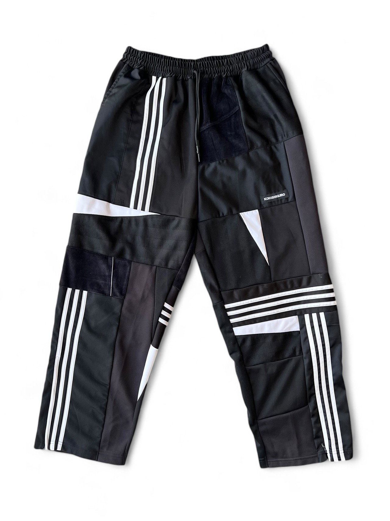 KOH ISHIGURO Upcycled Crazy Patchwork LINE wide pants -BLACK- Mens model - 1