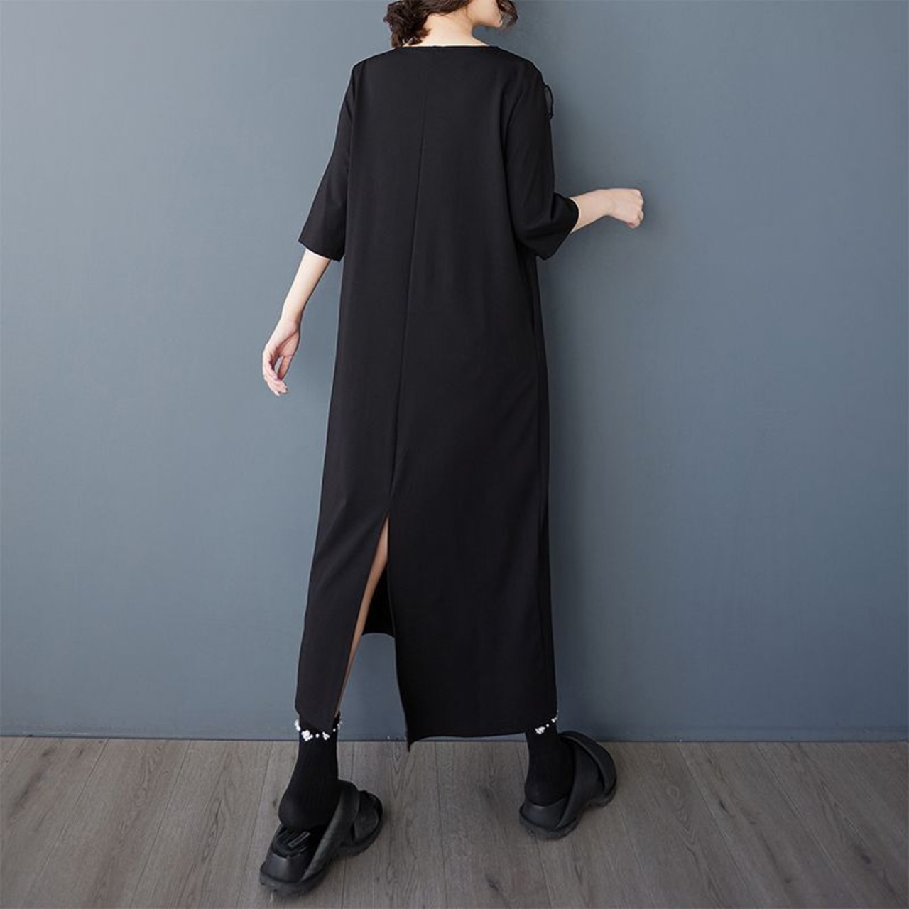 立体フリル 装飾 ロングワンピース  30246