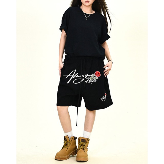 rose half sweatpants　ローズハーフスウェットパンツ　J1063
