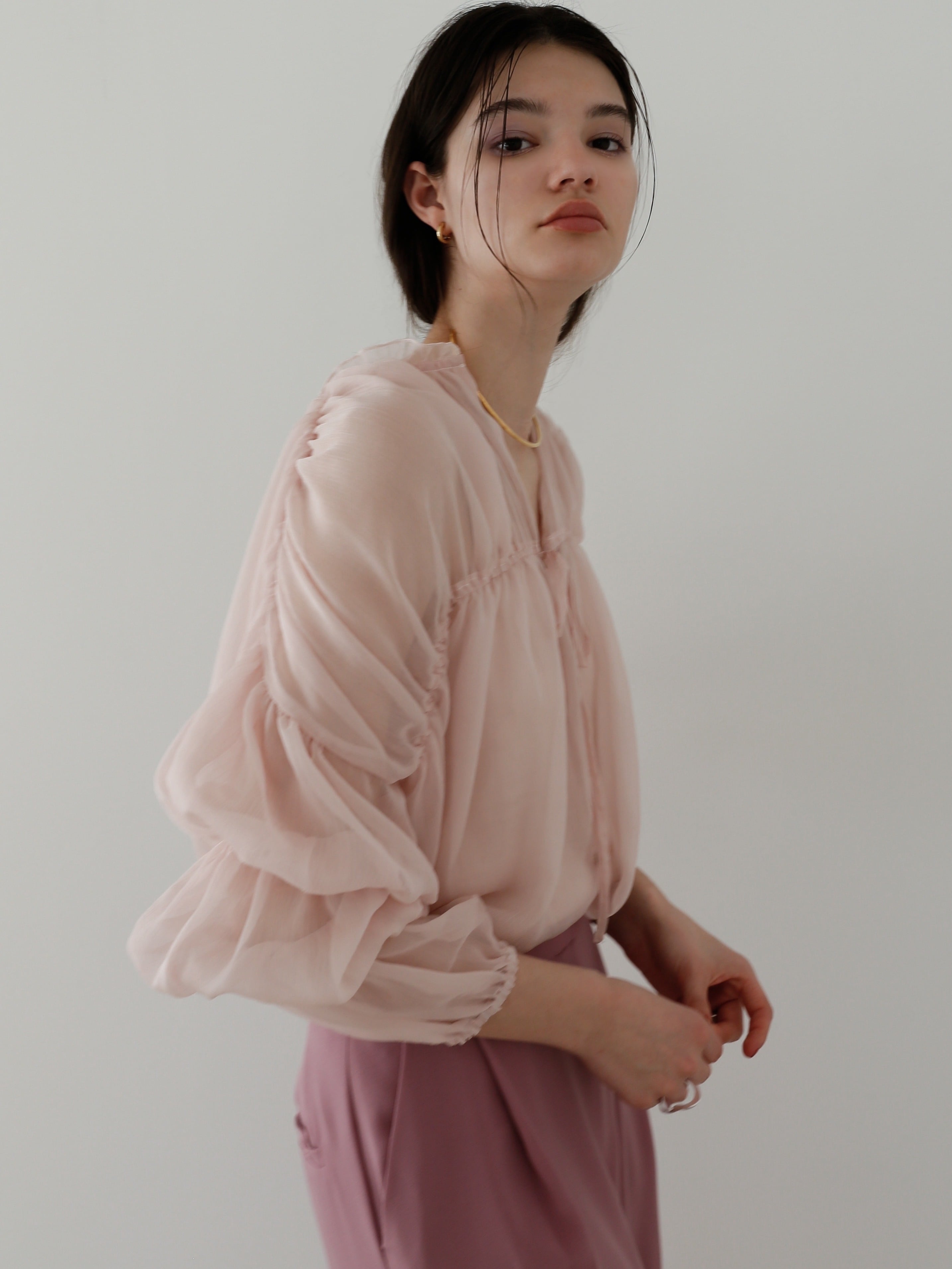 triple shirring blouse set（pink） | Katrin TOKYO