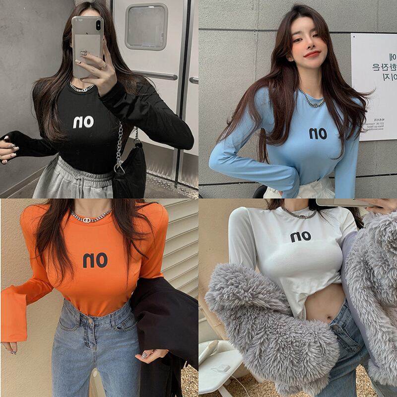 Tシャツ シャツ ショートスリムブラックスプリングラウンドネックトップス ロング 春物 Oネック ブラックストロベリース12057289539