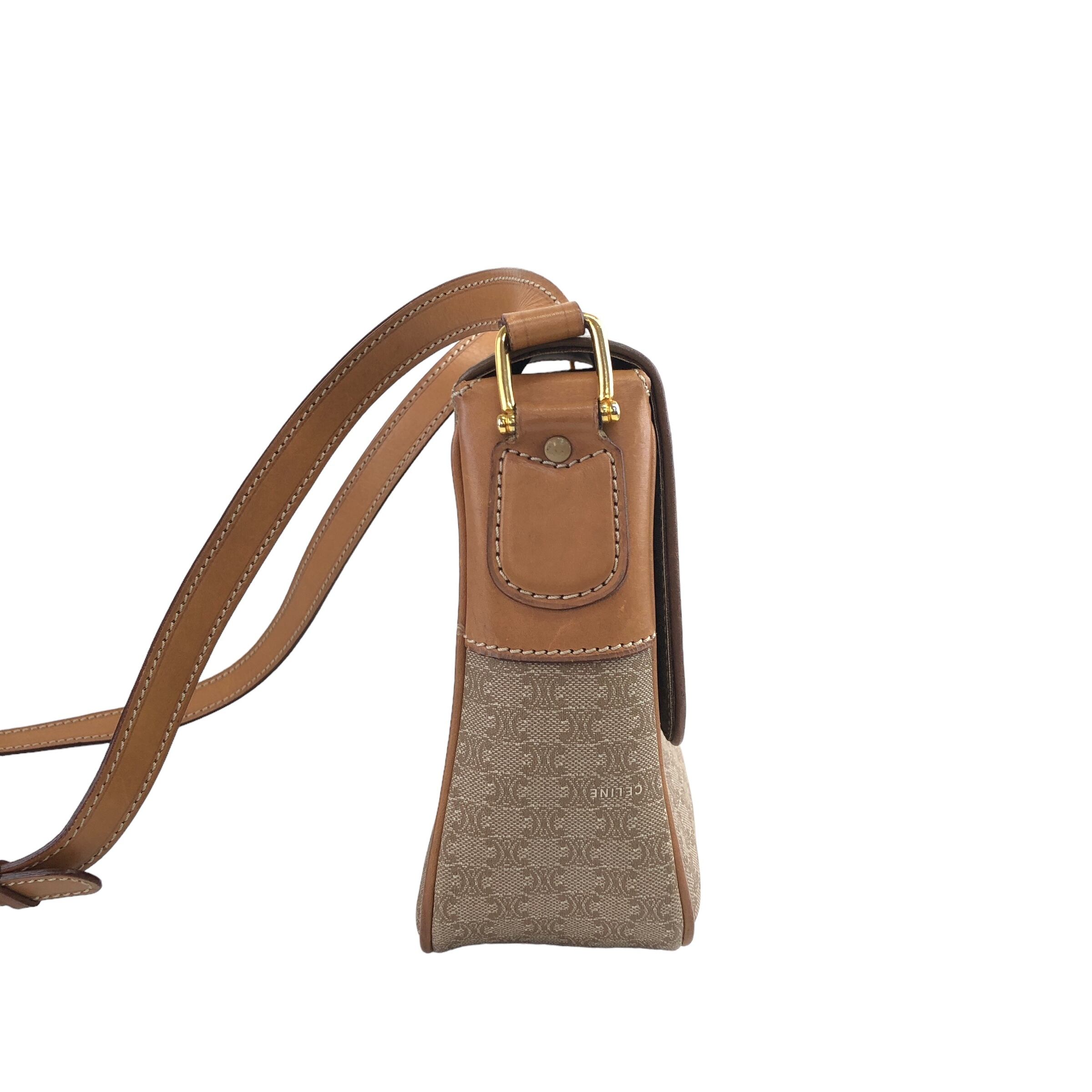★CELINE セリーヌ マカダム  ショルダーバッグ ベージュ ブラゾン型押し PVC レザー  hwdc65 CELINE セリーヌ マカダム ショルダーバッグ ベージュ ブラゾン型押し