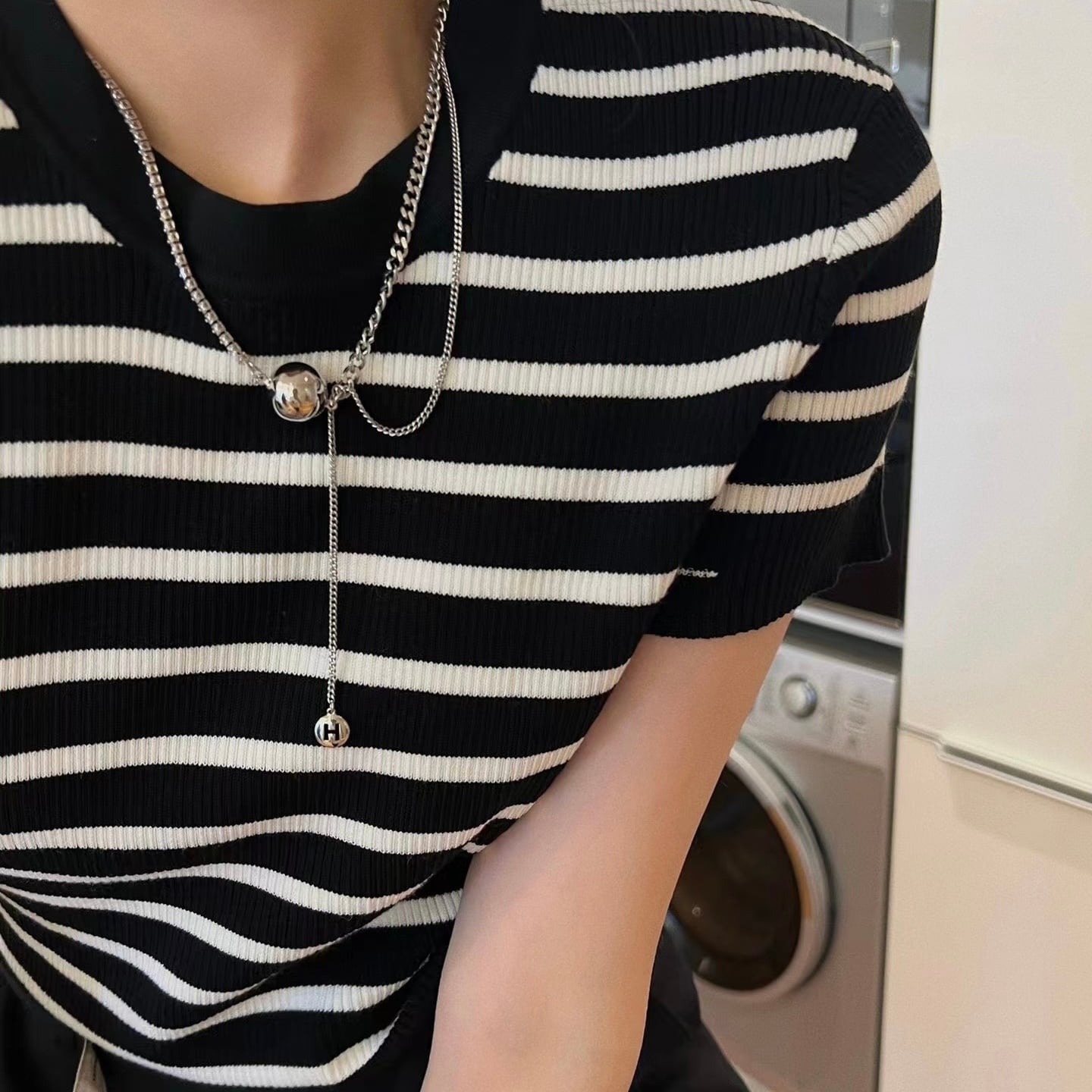 Striped short-sleeved T-shirt (ボーダー半袖Tシャツ)