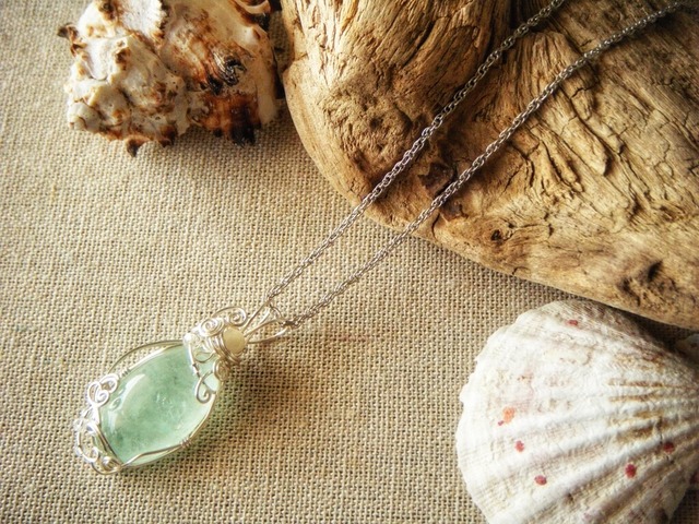 海のカケラ☆アクアマリンのワイヤーペンダント