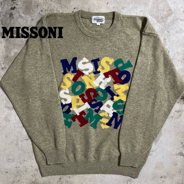 【MISSONI】logo design wool knit/ミッソーニ ロゴデザイン ウール ニット/lsize/#0804/osaka