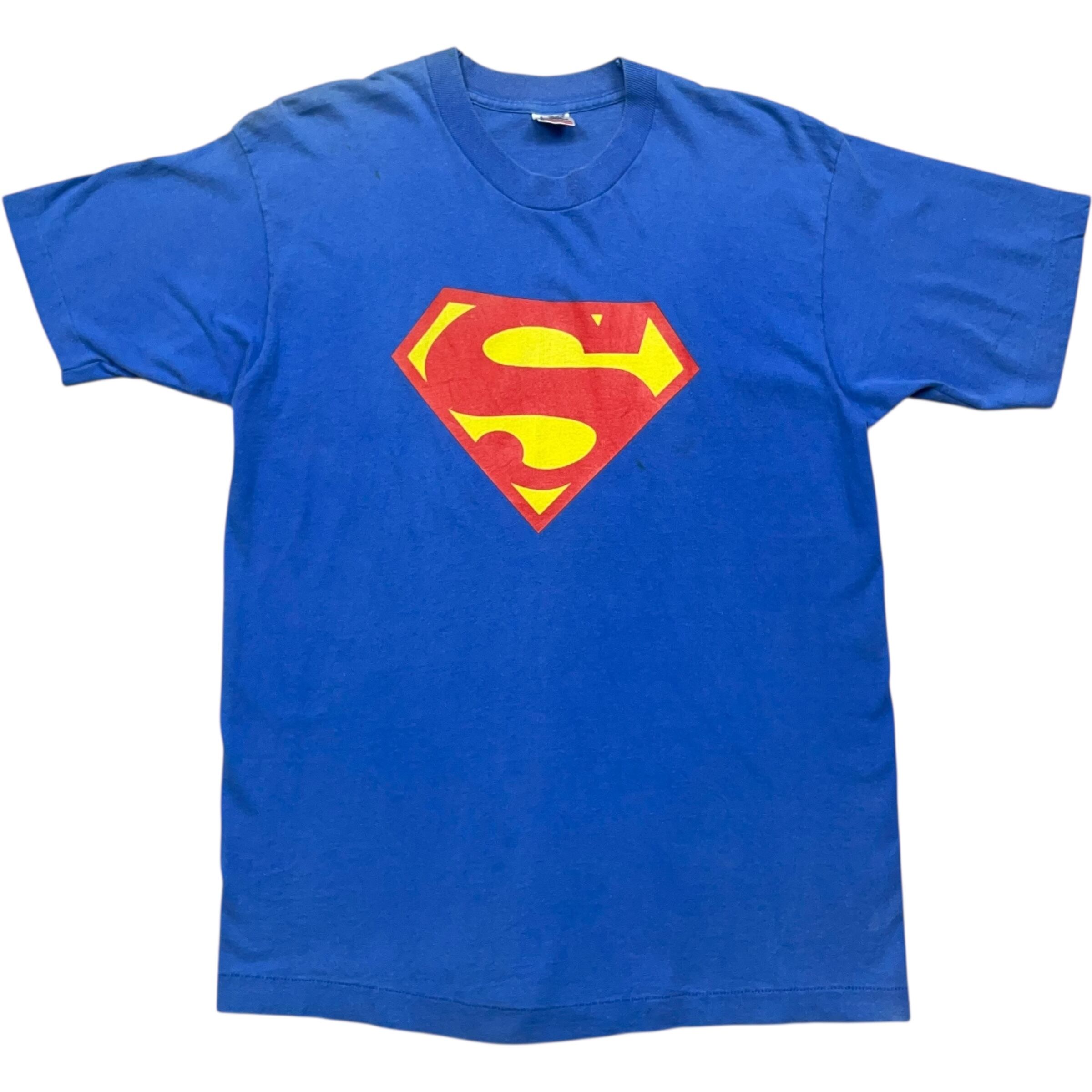 《L》 FRUIT OF THE ROOM フルーツオブザルーム ムービーTシャツ スーパーマン プリント ライトブルー USA製 90年代 vintage no.7979