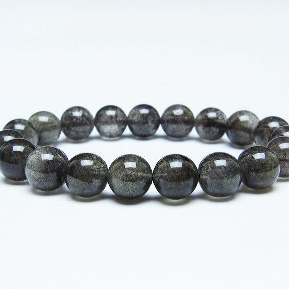 ブラックルチルクォーツ ブレスレット 11mm ブラックトルマリン トルマリネイテッドクォーツ 一点物 メール便可 [M便 1/10] 111-47030